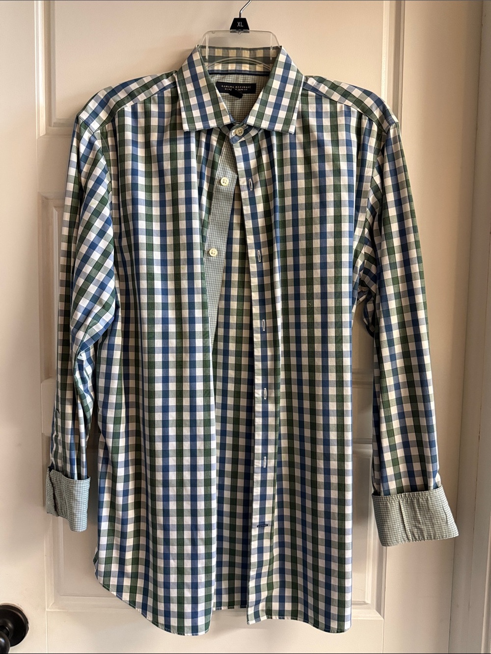 Banana Republic Blue and Green Gingham Dress Shirt